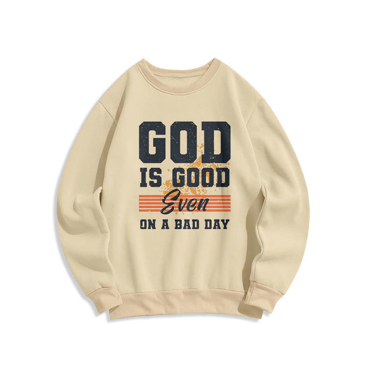 Christianartworkshop Classic Style God Is Good Even On A Bad Day Fleece Lined Polyester Sweatshirt - Beige - 2XL - image 10