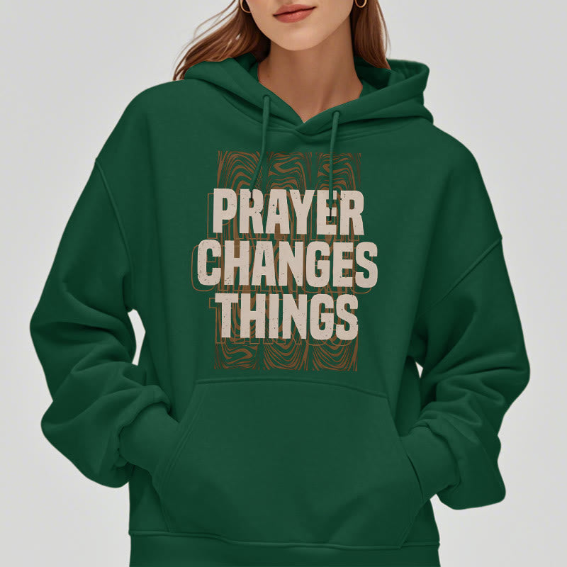 Christianartworkshop Modern Style Prayer Changes Things Fleece Lined Polyester Hoodie