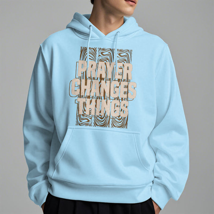 Christianartworkshop Modern Style Prayer Changes Things Fleece Lined Polyester Hoodie