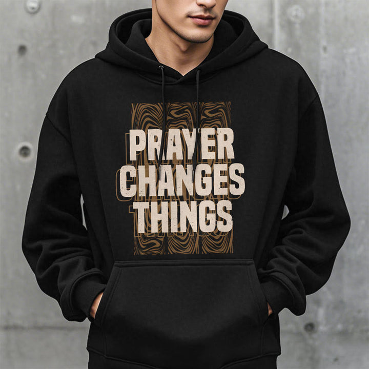 Christianartworkshop Modern Style Prayer Changes Things Fleece Lined Polyester Hoodie