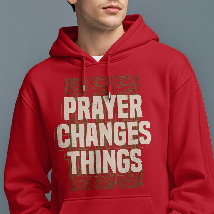 Christianartworkshop Modern Style Prayer Changes Things Fleece Lined Polyester Hoodie