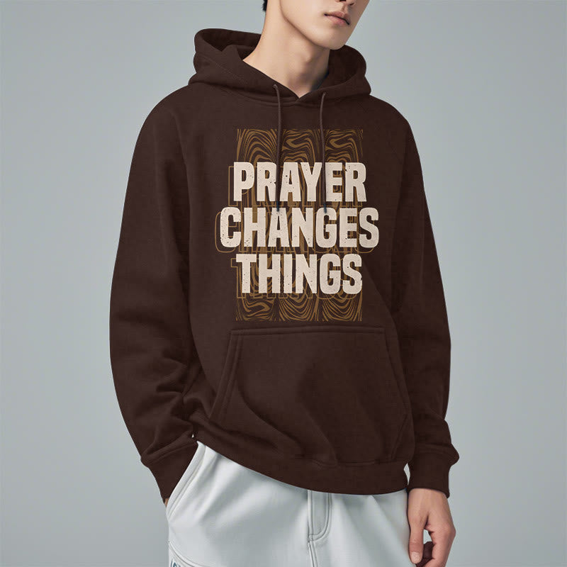 Christianartworkshop Modern Style Prayer Changes Things Fleece Lined Polyester Hoodie