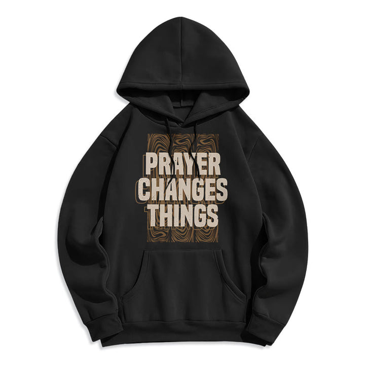 Christianartworkshop Modern Style Prayer Changes Things Fleece Lined Polyester Hoodie