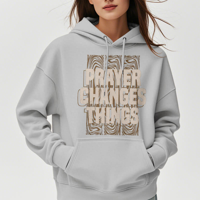 Christianartworkshop Modern Style Prayer Changes Things Fleece Lined Polyester Hoodie