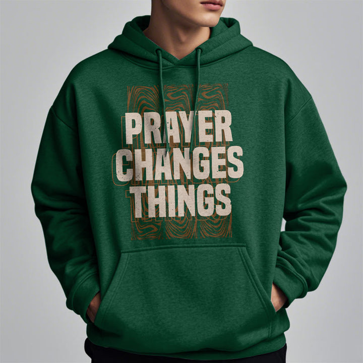 Christianartworkshop Modern Style Prayer Changes Things Fleece Lined Polyester Hoodie