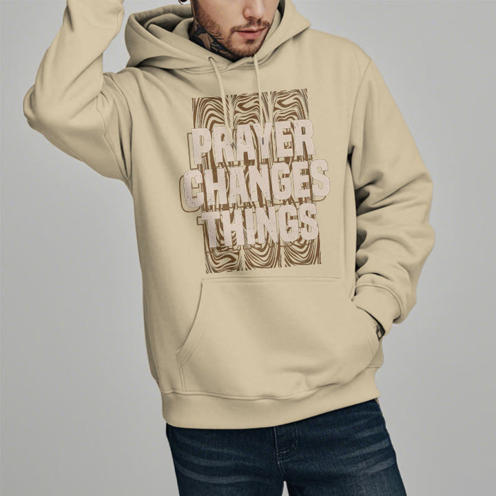 Christianartworkshop Modern Style Prayer Changes Things Fleece Lined Polyester Hoodie