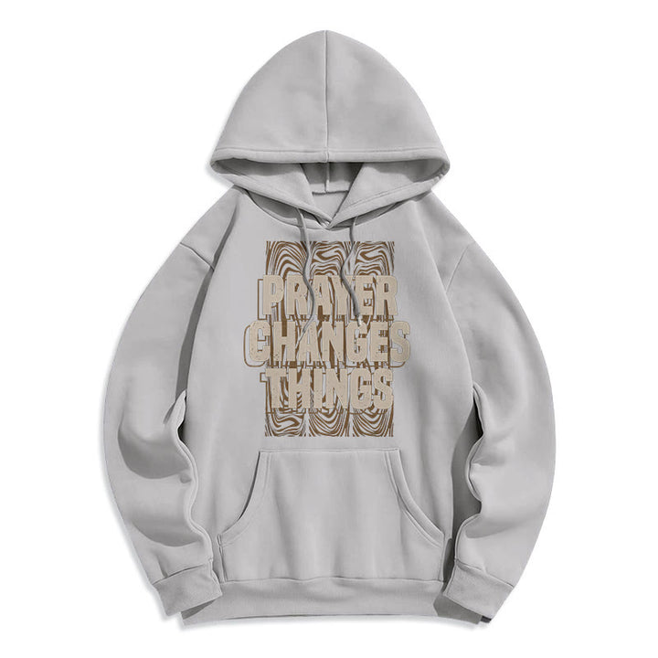 Christianartworkshop Modern Style Prayer Changes Things Fleece Lined Polyester Hoodie - Grey - 2XL - image 30