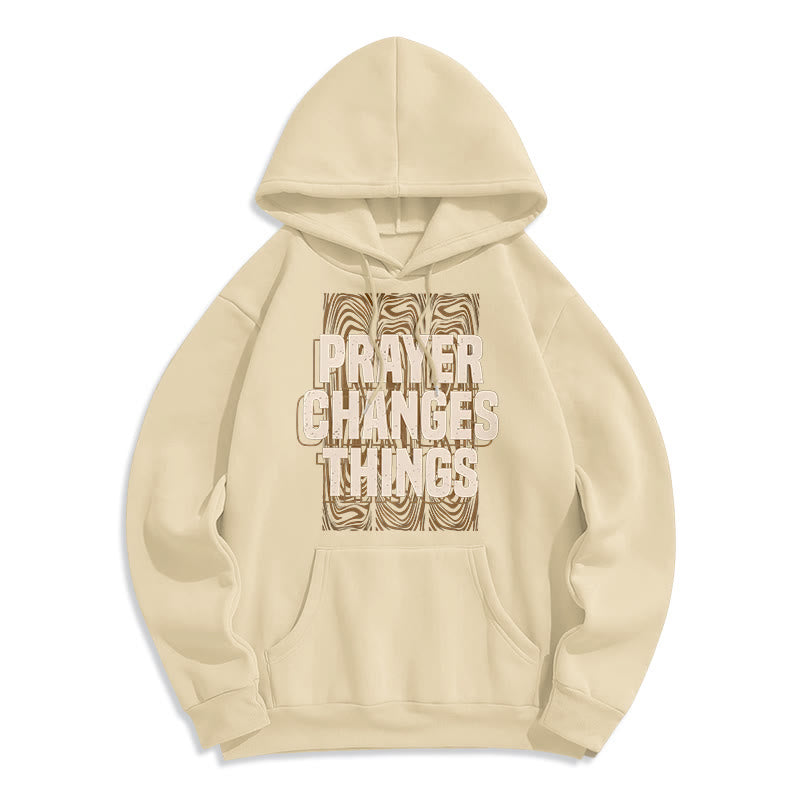 Christianartworkshop Modern Style Prayer Changes Things Fleece Lined Polyester Hoodie