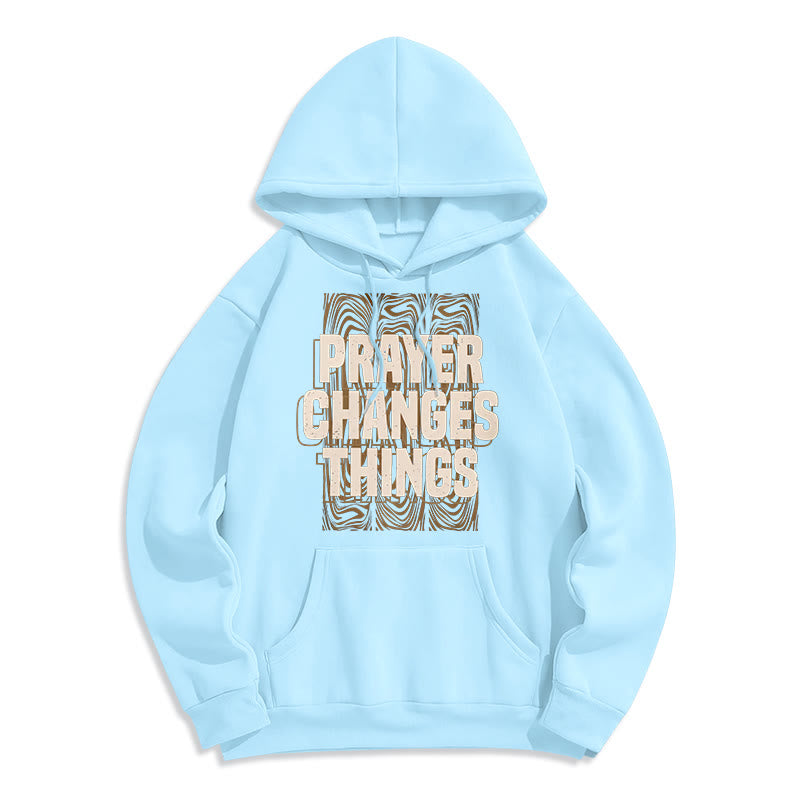 Christianartworkshop Modern Style Prayer Changes Things Fleece Lined Polyester Hoodie