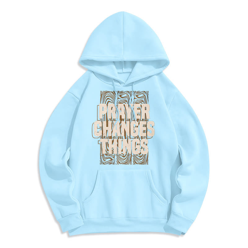 Christianartworkshop Modern Style Prayer Changes Things Fleece Lined Polyester Hoodie - Blue - 2XL - image 25