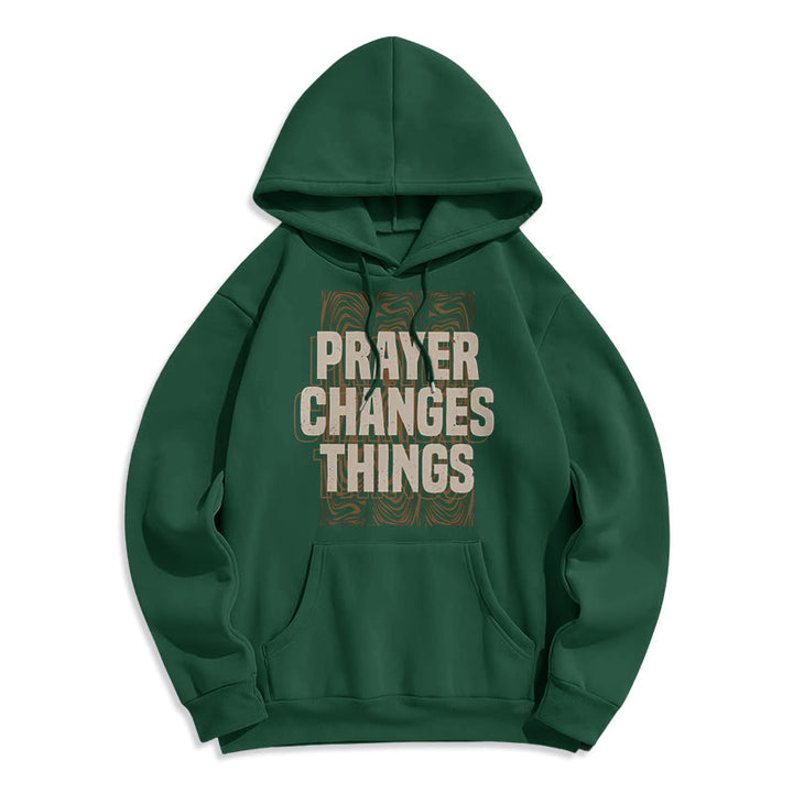 Christianartworkshop Modern Style Prayer Changes Things Fleece Lined Polyester Hoodie