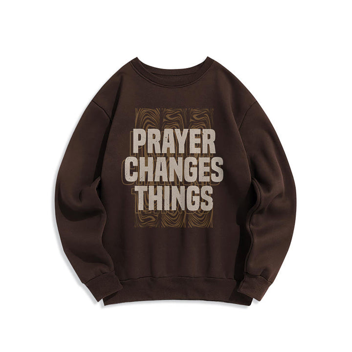 Christianartworkshop Modern Style Prayer Changes Things Fleece Lined Polyester Sweatshirt - Brown - 2XL - image 15