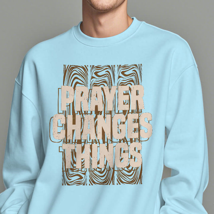 Christianartworkshop Modern Style Prayer Changes Things Fleece Lined Polyester Sweatshirt