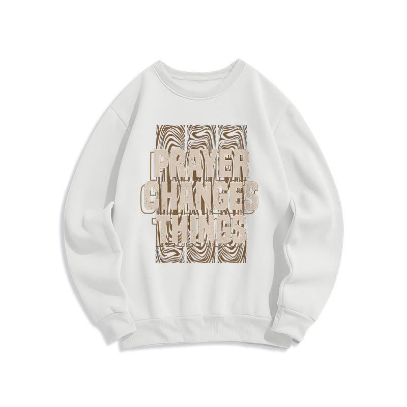 Christianartworkshop Modern Style Prayer Changes Things Fleece Lined Polyester Sweatshirt - White - 2XL - image 5