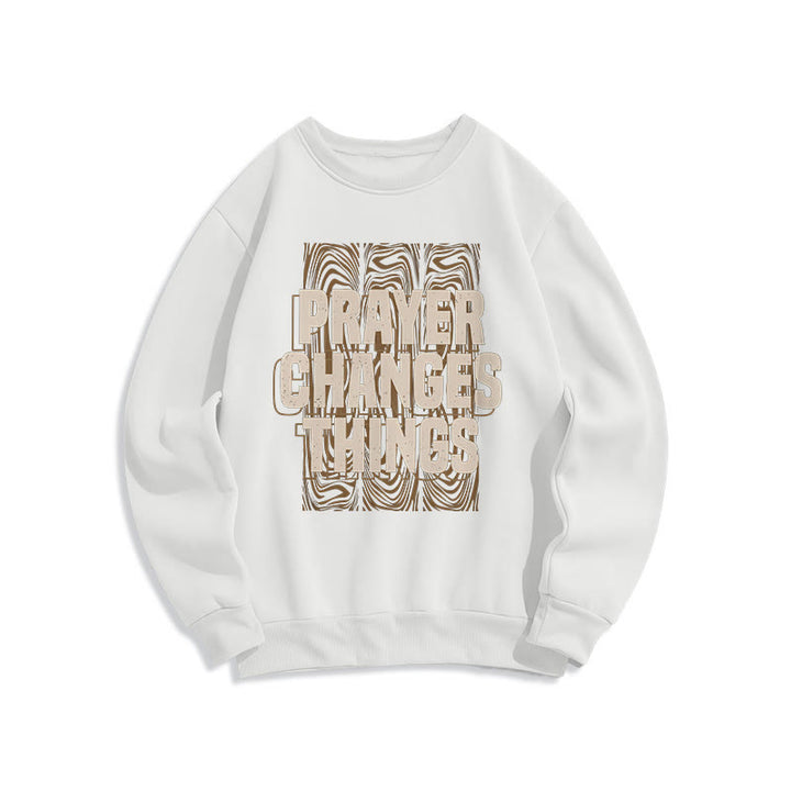 Christianartworkshop Modern Style Prayer Changes Things Fleece Lined Polyester Sweatshirt - White - 2XL - image 5