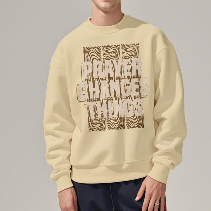 Christianartworkshop Modern Style Prayer Changes Things Fleece Lined Polyester Sweatshirt