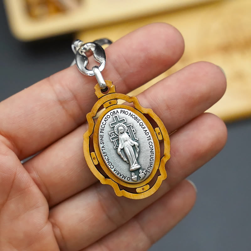 Christianartworkshop Classic Style Devotional Virgin Mary Olive Wood Rosary Set