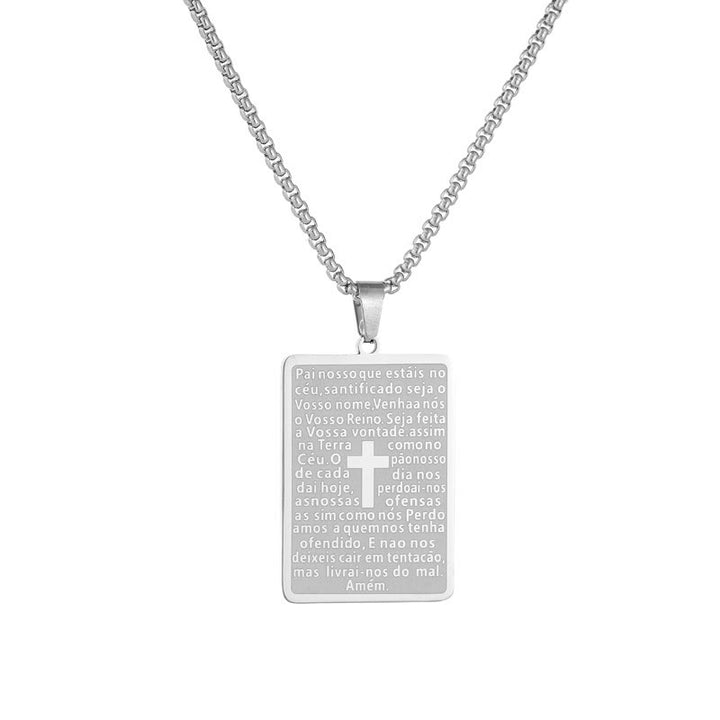 Christianartworkshop Classic Style Scripture Lord's Prayer Cross Pendant Necklace