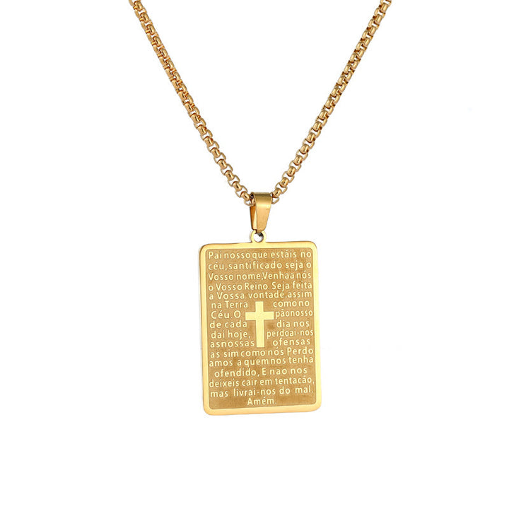 Christianartworkshop Classic Style Scripture Lord's Prayer Cross Pendant Necklace