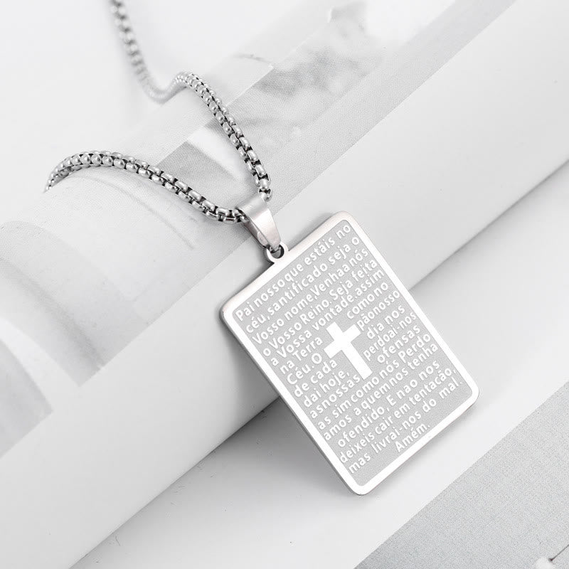 Christianartworkshop Classic Style Scripture Lord's Prayer Cross Pendant Necklace