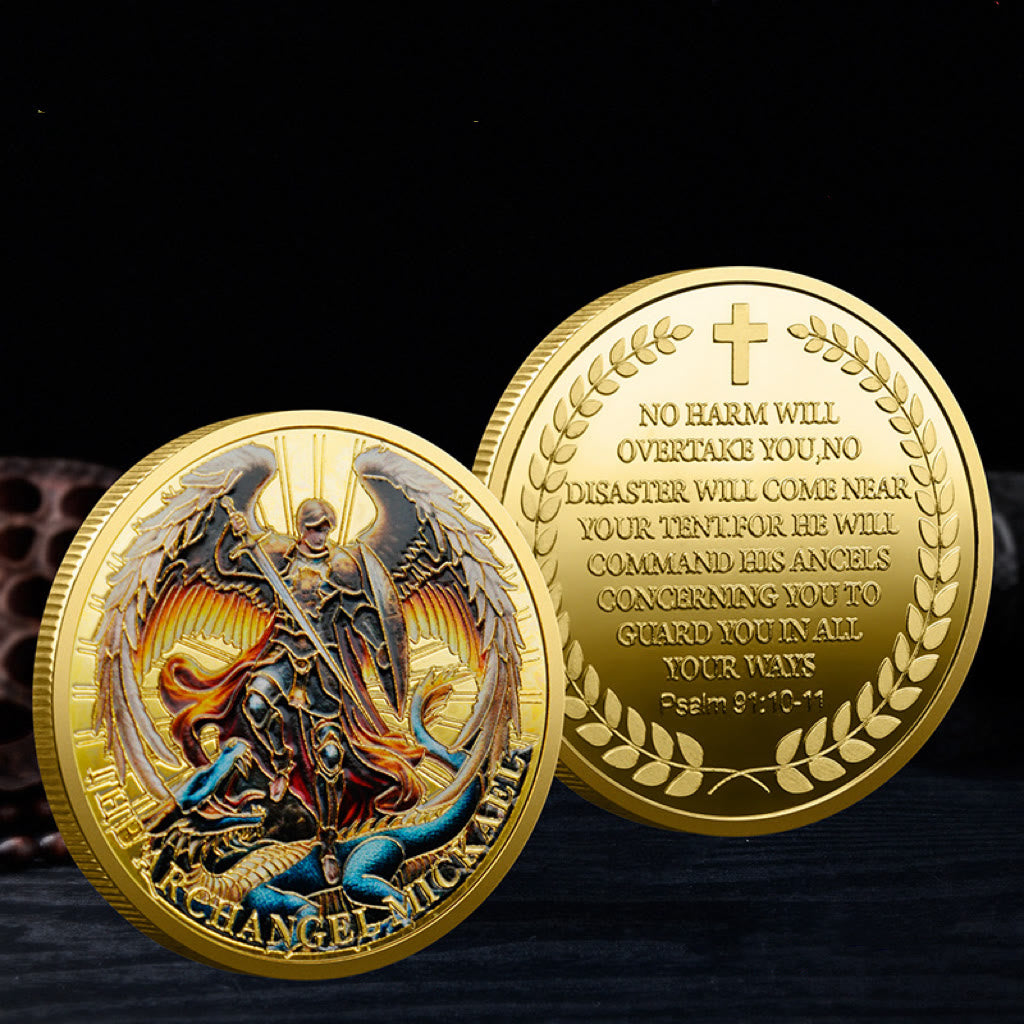 FREE Today: Classic Style Saint Michael the Archangel Psalm 91:10-11 Protection Strengthen Connection Coin