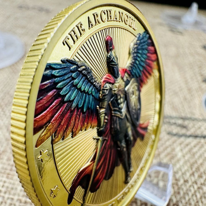 Christianartworkshop Classic Style Saint Michael Archangel Guardian Psalm 91:10-11 Protection Strengthen Connection Coin