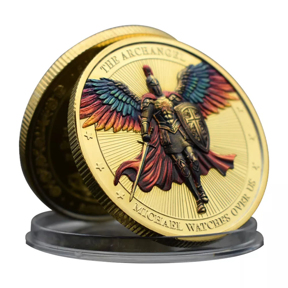 Christianartworkshop Classic Style Saint Michael Archangel Guardian Psalm 91:10-11 Protection Strengthen Connection Coin