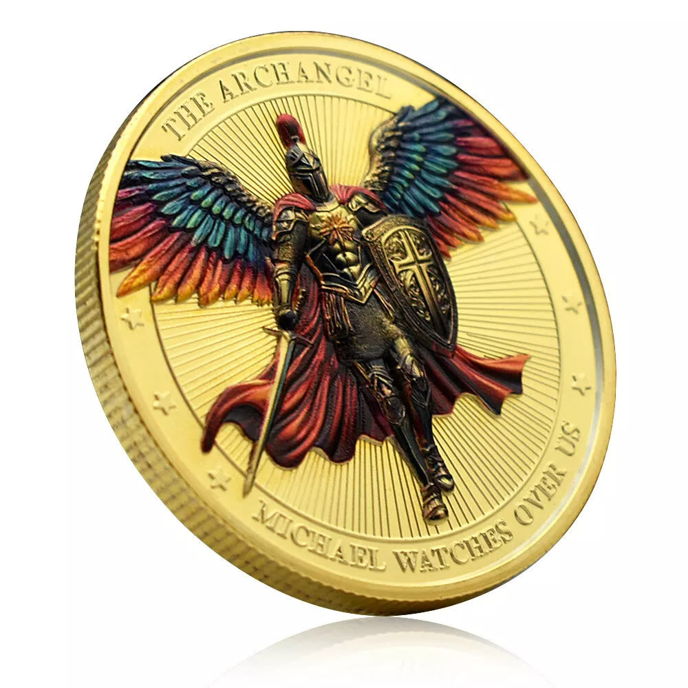 Christianartworkshop Classic Style Saint Michael Archangel Guardian Psalm 91:10-11 Protection Strengthen Connection Coin