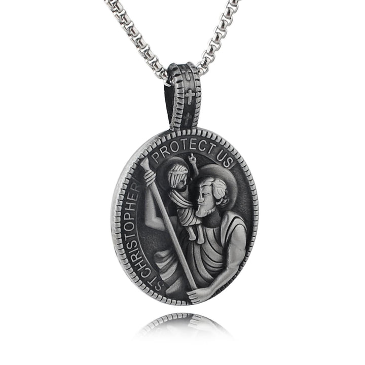 Christianartworkshop Classic Style Crafted St. Christopher Protect Us Pendant Necklace