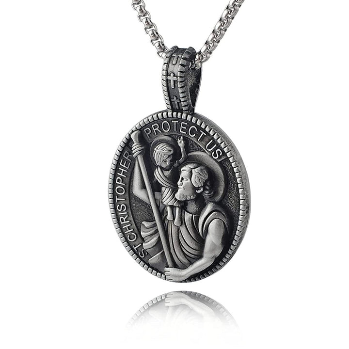 Christianartworkshop Classic Style Crafted St. Christopher Protect Us Pendant Necklace