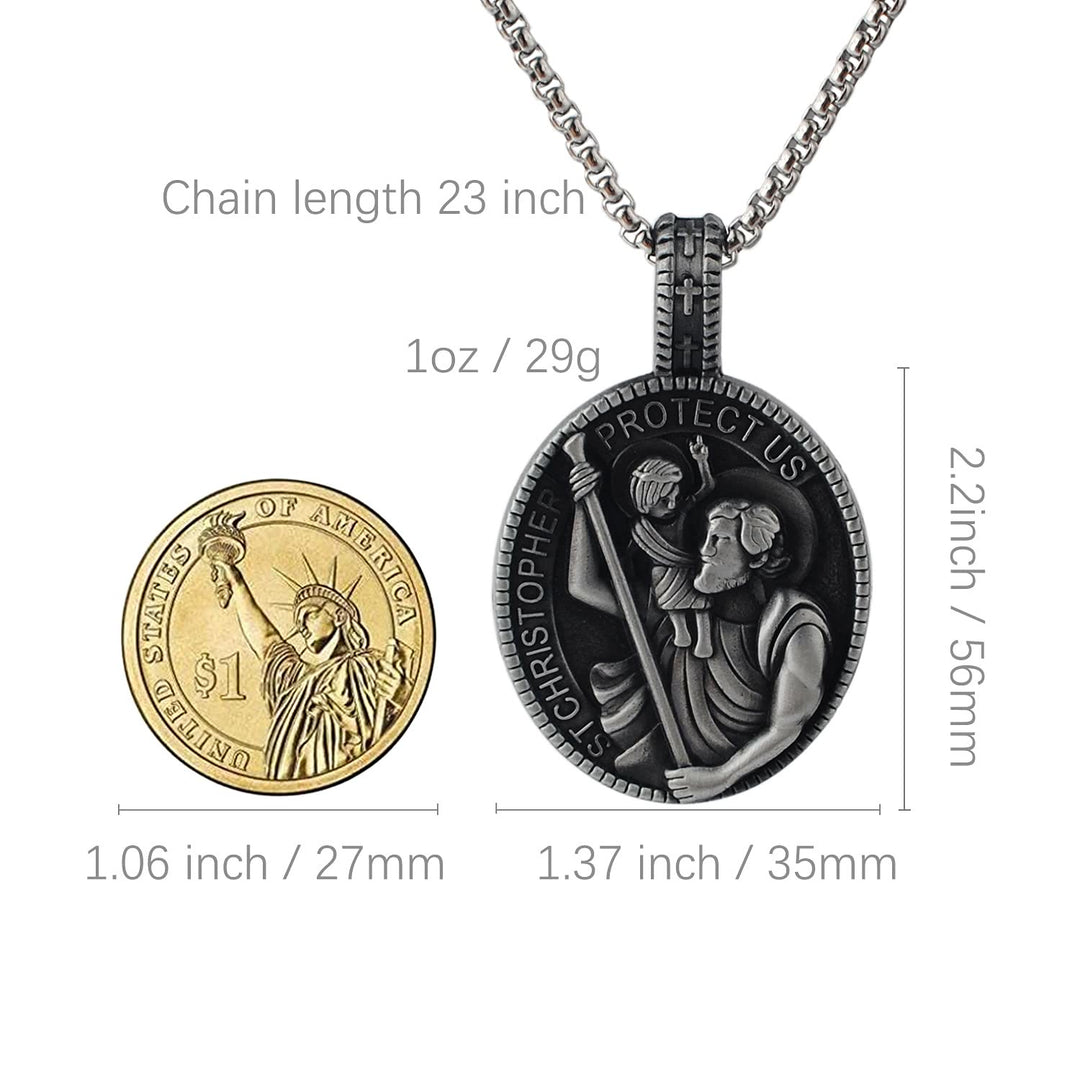 Christianartworkshop Classic Style Crafted St. Christopher Protect Us Pendant Necklace