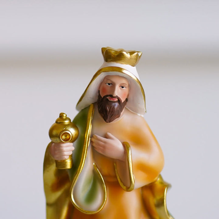 Christianartworkshop Classic Style Holy Night Nativity Scene Resin Figurine Desktop Ornaments Set