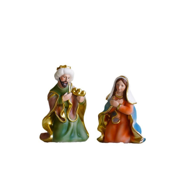 Christianartworkshop Classic Style Holy Night Nativity Scene Resin Figurine Desktop Ornaments Set