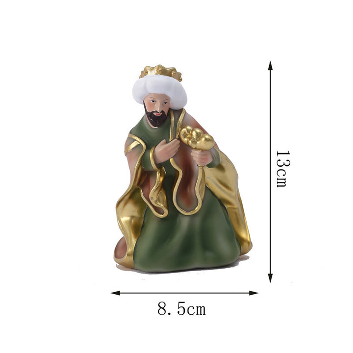 Christianartworkshop Classic Style Holy Night Nativity Scene Resin Figurine Desktop Ornaments Set