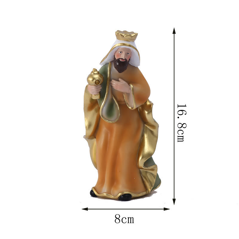 Christianartworkshop Classic Style Holy Night Nativity Scene Resin Figurine Desktop Ornaments Set