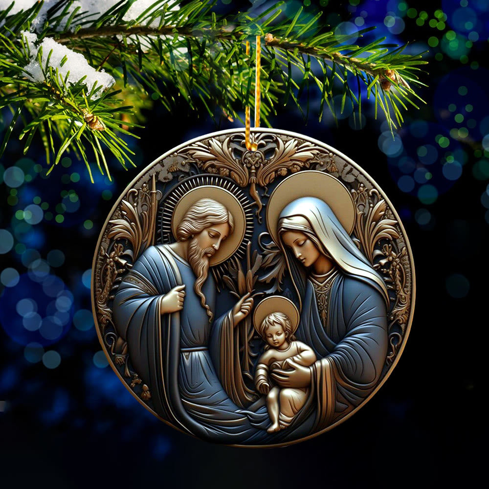 Christianartworkshop Retro Style Nativity Christmas Blessing Hanging Ornaments A