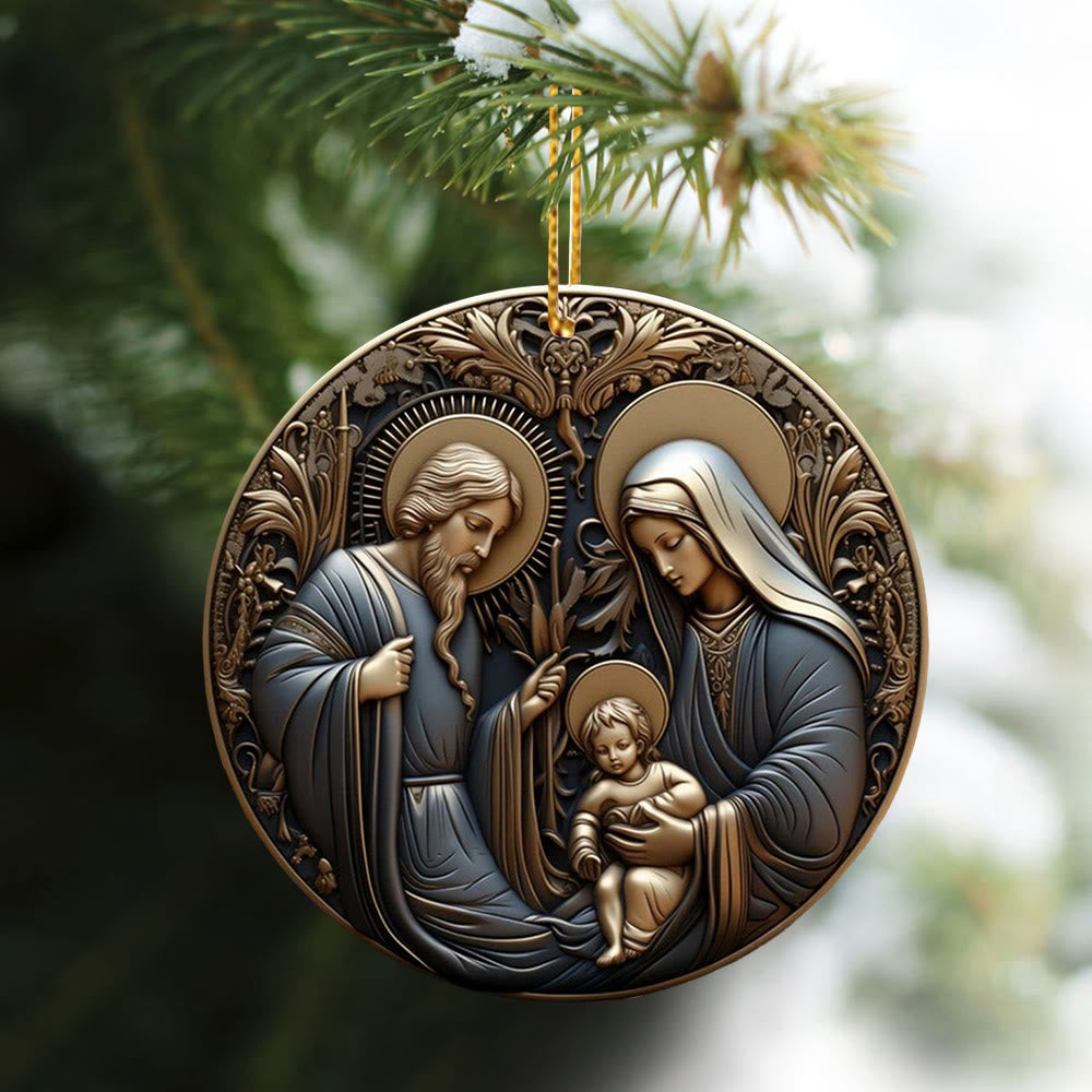 Christianartworkshop Retro Style Nativity Christmas Blessing Hanging Ornaments A