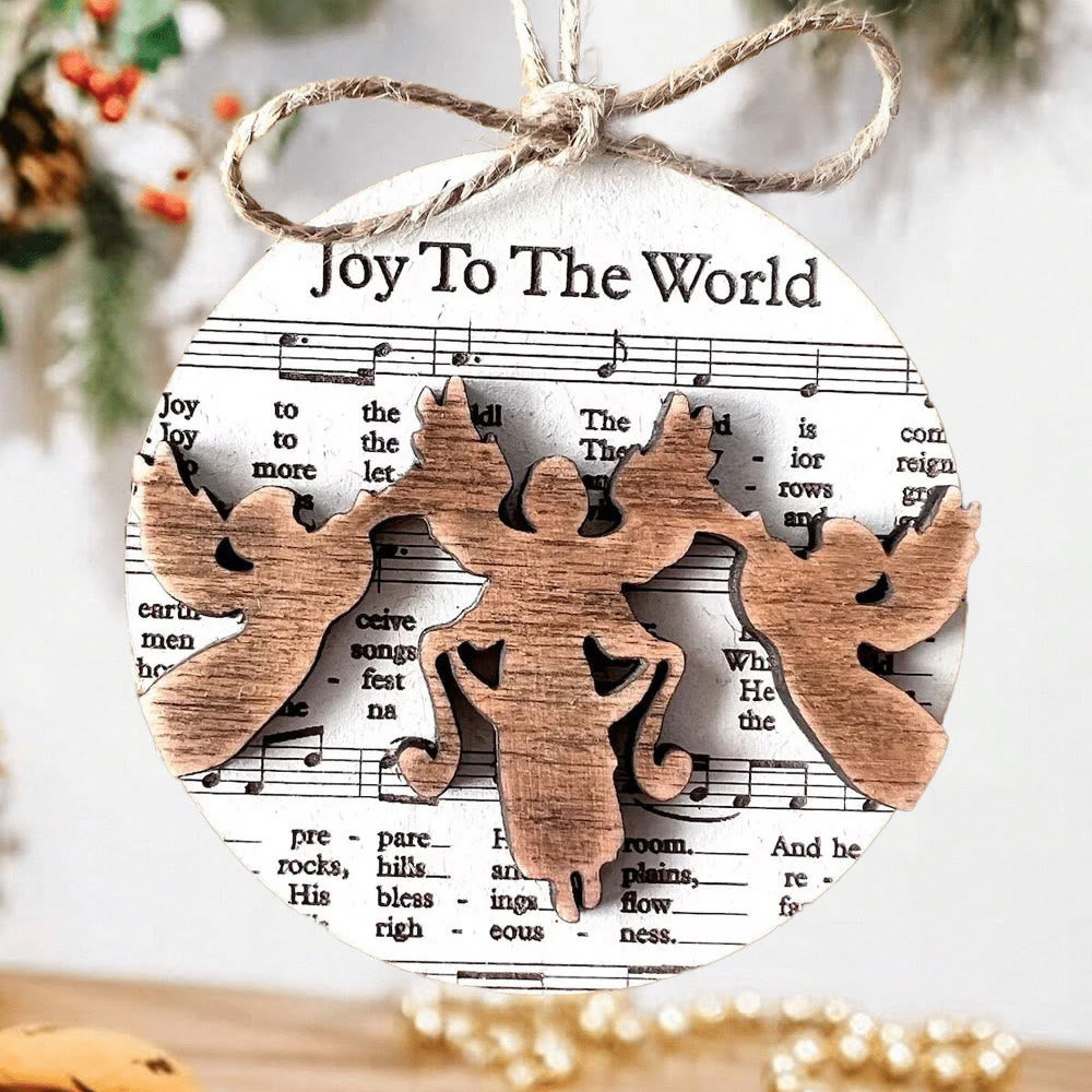 Christianartworkshop 5 Rustic Style Wooden Music Sheet Christmas Nativity Ornaments