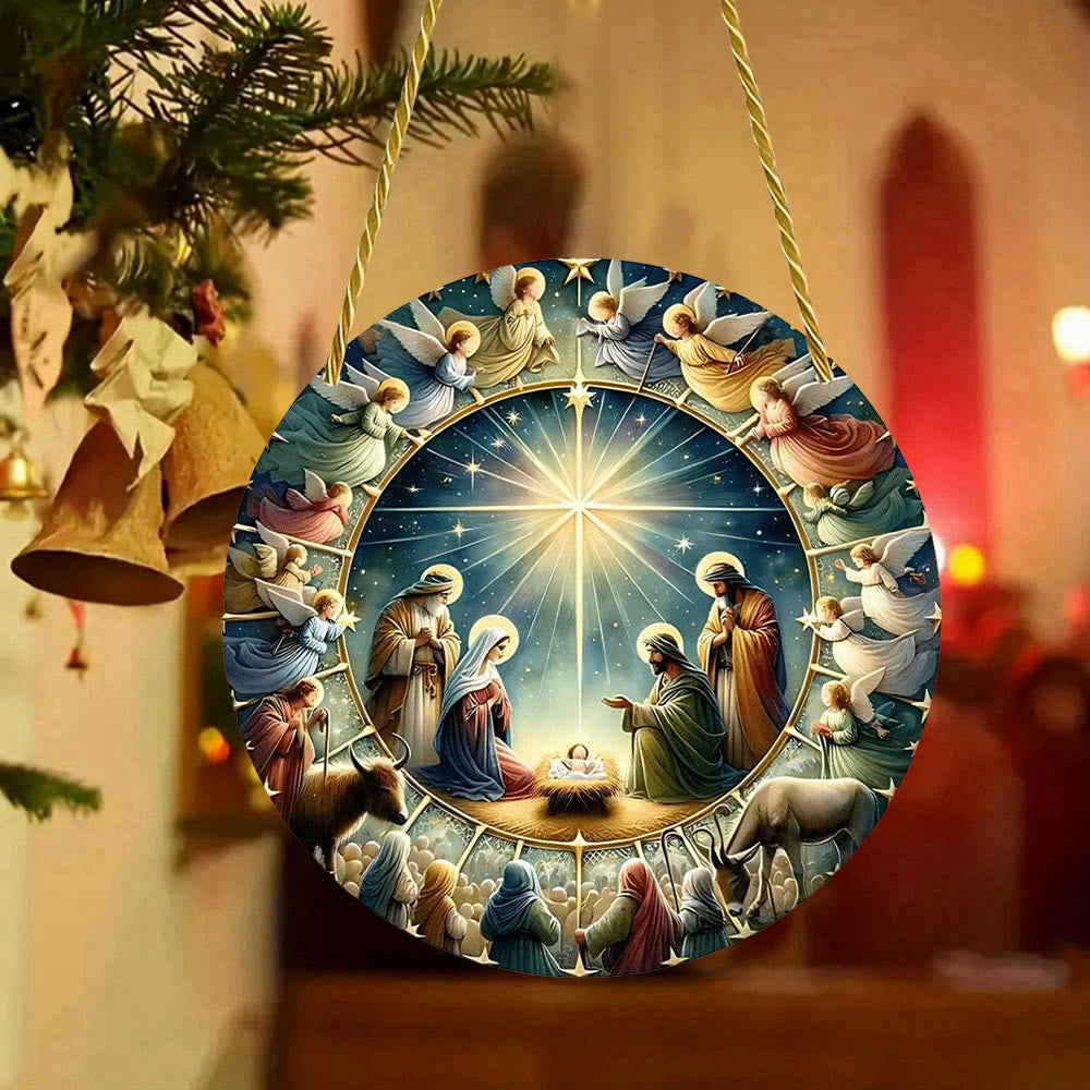 Christianartworkshop Styles Angels Nativity Scene Colorful Hanging Ornaments A