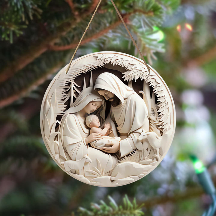 Christianartworkshop Realistic Sculpture Styles Holy Family Nativity Hanging Ornaments B