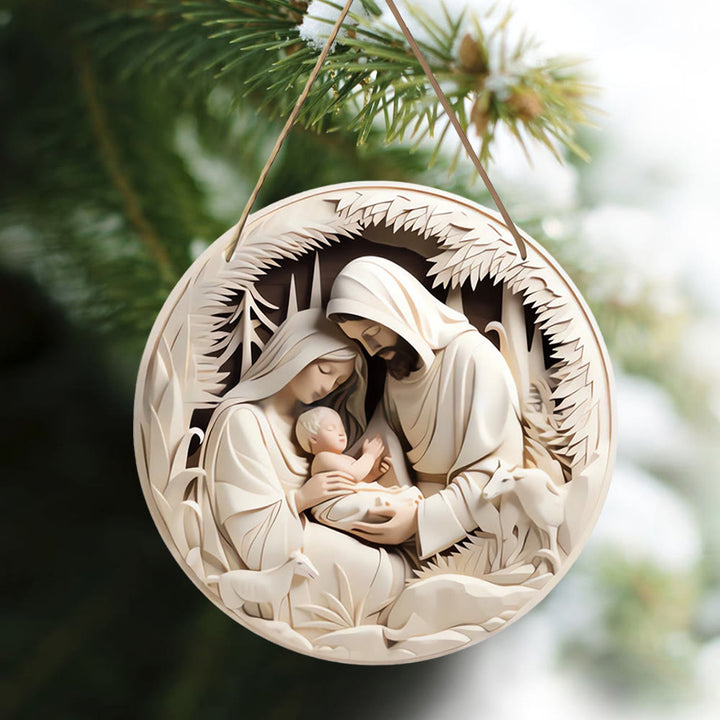 Christianartworkshop Realistic Sculpture Styles Holy Family Nativity Hanging Ornaments B