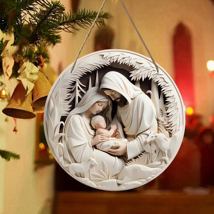 Christianartworkshop Realistic Sculpture Styles Holy Family Nativity Hanging Ornaments B