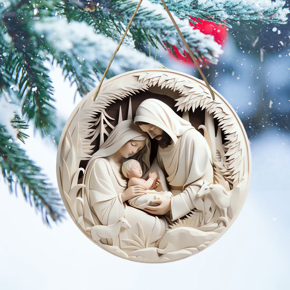 Christianartworkshop Realistic Sculpture Styles Holy Family Nativity Hanging Ornaments B