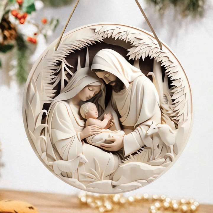 Christianartworkshop Realistic Sculpture Styles Holy Family Nativity Hanging Ornaments B