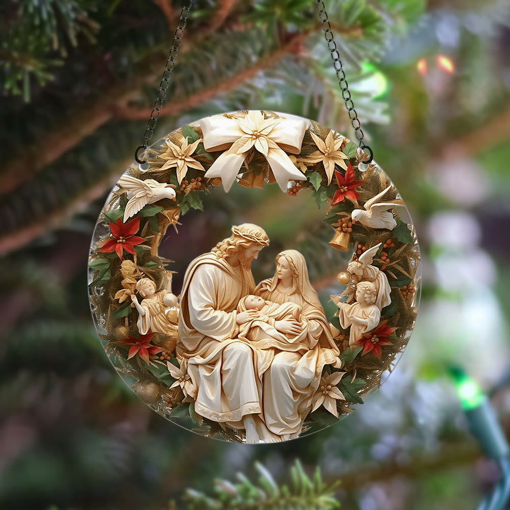 Christianartworkshop Sculptural Realism Style Holy Family Christmas Parasite Hanging Ornaments