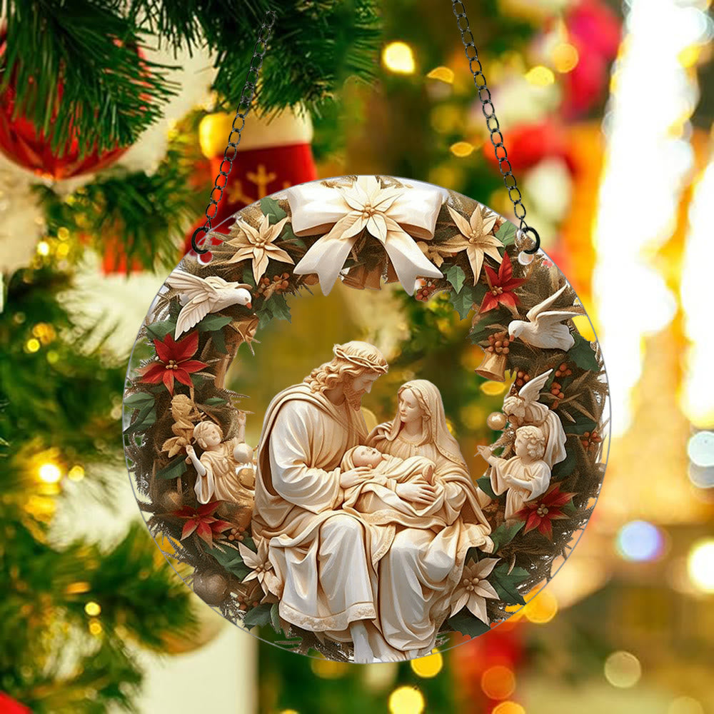 Christianartworkshop Sculptural Realism Style Holy Family Christmas Parasite Hanging Ornaments