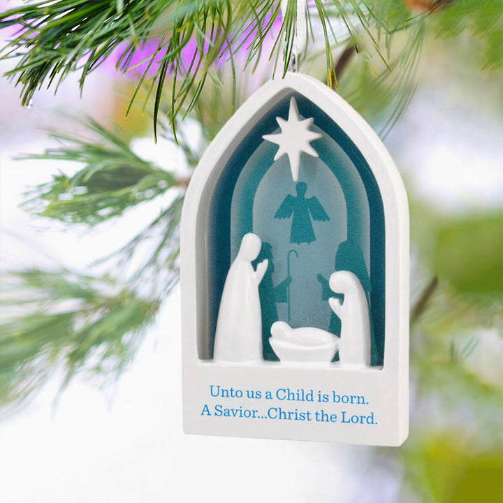 Christianartworkshop Simple Style House Shaped Nativity Christmas Hanging Ornaments