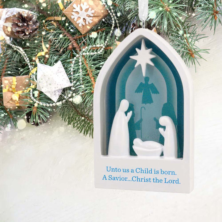 Christianartworkshop Simple Style House Shaped Nativity Christmas Hanging Ornaments