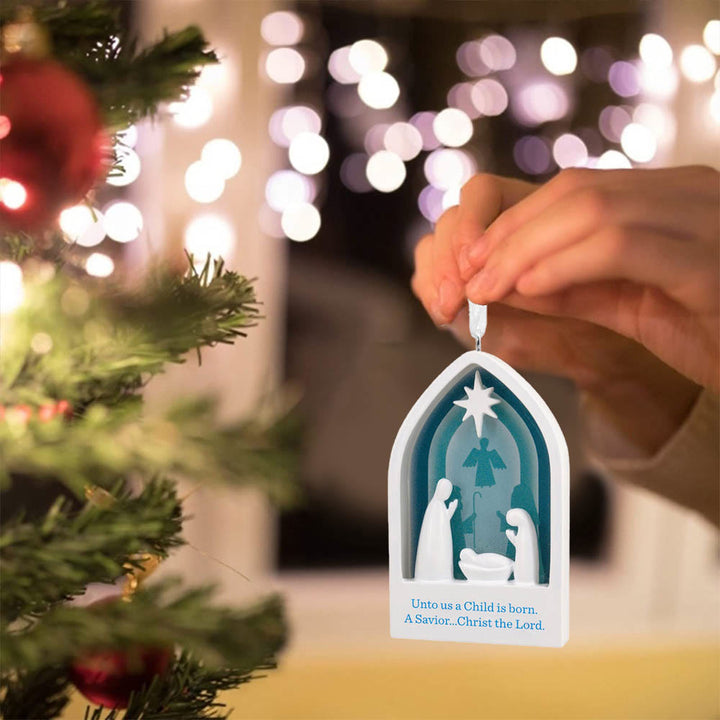 Christianartworkshop Simple Style House Shaped Nativity Christmas Hanging Ornaments