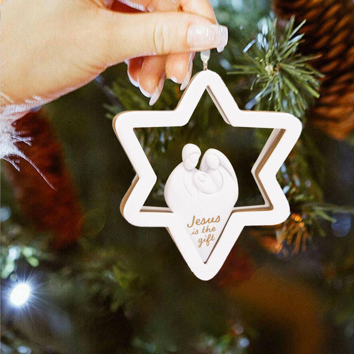 Christianartworkshop Minimalist Style Hexagram Shape Nativity Christmas Hanging Ornaments